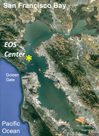 Map showing EOS Center location on San Francisco Bay